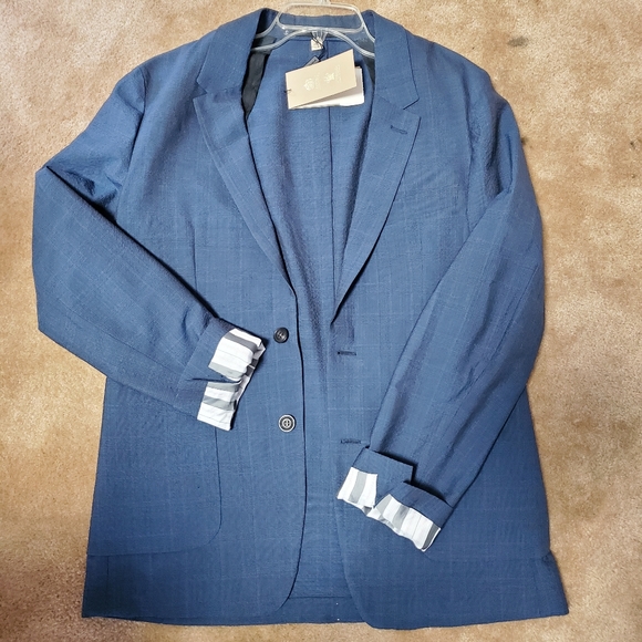 NWT$686 Burberry Blue Mens Linen Wool Blazer Jacket Coat Sz 42 - Picture 2 of 16